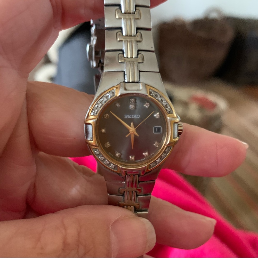Seiko jeweled Two Tone Water Resistant Watch